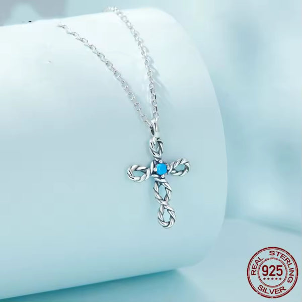 ✝️ Sterling Silver S925 Cross Twist Hollow Zircon Necklace My Store