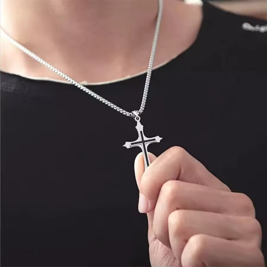 ✝️ Men’s Stainless Steel Cross Shape Pendant Necklace My Store
