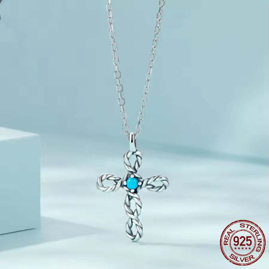 ✝️ Sterling Silver S925 Cross Twist Hollow Zircon Necklace My Store